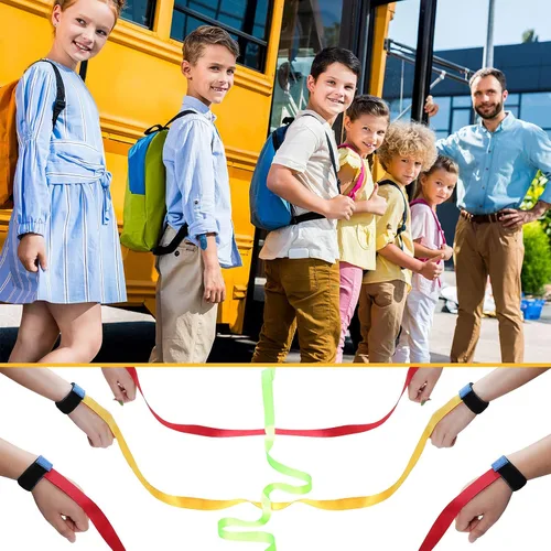 Vista 5 de Kajaia Cuerda de seguridad para niños con 14 asas, cuerda de seguridad ajustable colorida para exteriores para preescolar, guardería, guardería
