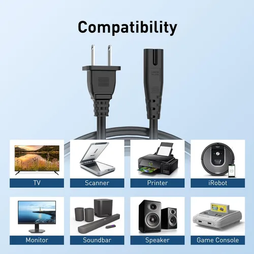 Vista 5 de Cable de alimentación de 2 clavijas compatible con lámpara de uñas de gel DeepDream de 48 W, lámpara de secado LED UV, Sangean WR-11SE, WR-16
