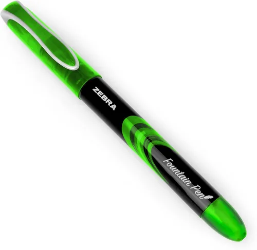 Vista 2 de Zebra Fuente - Pluma estilográfica desechable, tinta verde, paquete de 6