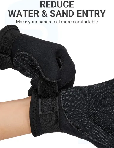 Vista 5 de Guantes de neopreno para niños de 0.118 pulgadas, guantes térmicos antideslizantes para natación, UV50+, mantienen el calor para bucear, kayak