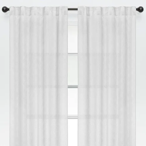 Vista 8 de Chanasya Paneles de cortina semitransparentes con textura de diamante de 2 paneles de alta calidad, pestaña trasera 3 en 1, bolsillo para barra Gris