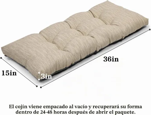 Vista 3 de baibu Almohadilla de banco clásica de 36 pulgadas de color sólido con lazos, almohada de banco rectangular súper suave para interiores y exteriores