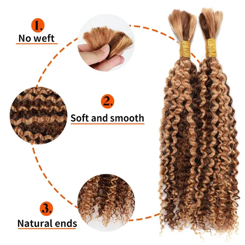 Vista 3 de Extensiones de cabello humano virgen brasileño para trenzar, rizado y rizado, 100% sin procesar, extensiones de cabello humano virgen brasileño