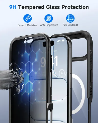 Vista 7 de seacosmo para iPhone Air Funda, Carcasa Completa con Protector de Privacidad de Vidrio Templado 9H Integrado y Protector de Lente de Cámara