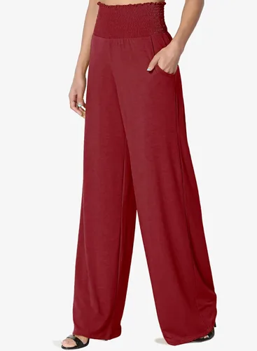 Vista 2 de Dokotoo Pantalones de pijama de pierna ancha para mujer, pantalones de pijama fluidos, pierna recta, cintura alta, elásticos, palazzo