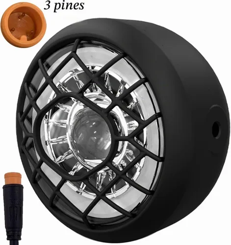 Vista 2 de Ebike - Luz de cabeza para faros delanteros de bicicleta para conducción nocturna, conector de 3 pines, luz LED para bicicleta de 36 V, 48 V, 52 V