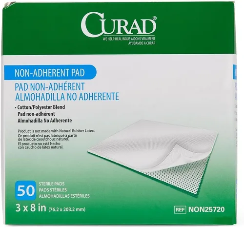 Vista 8 de Curad Almohadillas estériles no adherentes, suaves, perforadas, absorbentes, algodón/poliéster, 2" x 3", estériles, 100 almohadillas