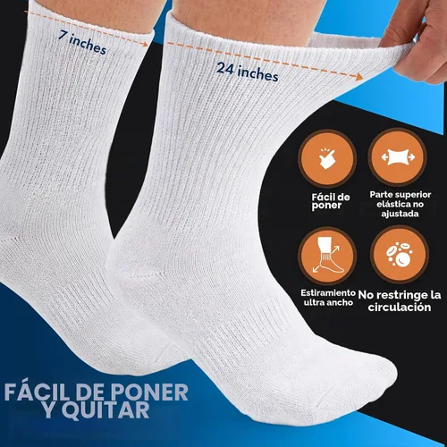 Vista 4 de Debra Weitzner Diabetic Socks For Men and Women Loose Fit Non-Binding Cotton Crew Socks 6 Pairs 6 pares de color beige
