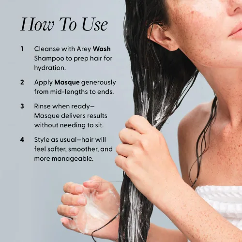 Vista 8 de Arey Masque Deep Conditioner & Hair Mask Hidratación profunda para cabello medio a grueso Reduce la rotura, doma el encrespamiento, restaura