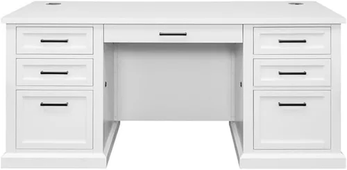 Vista 5 de Escritorio ejecutivo moderno de madera para oficina, totalmente montado, color blanco