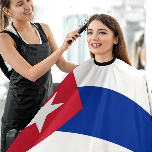 Vista 5 de Bandera de Cuba - Capa de peluquería para adultos, para peluquería en casa, peluquería