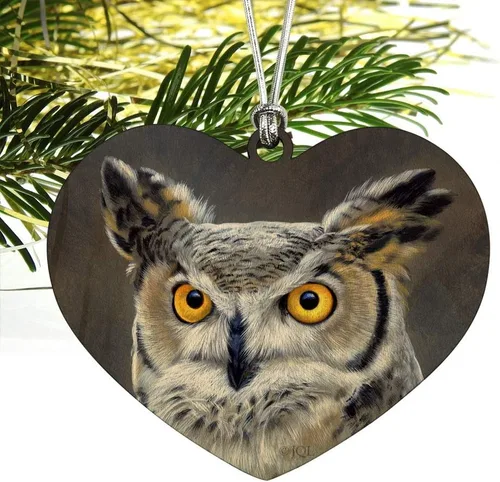 Vista 2 de Gráficos & More - Figura decorativa para árbol de Navidad, diseño de búho, diseño de corazón