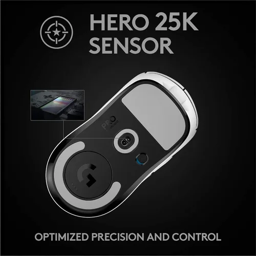 Vista 5 de Logitech G PRO X SUPERLIGHT - Mouse inalámbrico para juegos, ultraligero, sensor HERO 25K, 25,600 DPI, 5 botones programables, larga duración