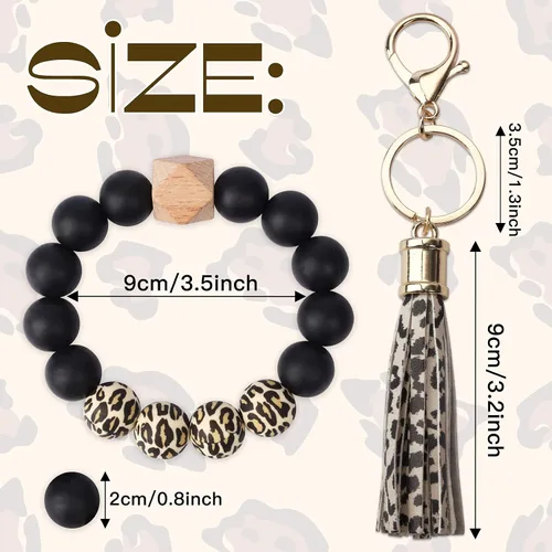 Vista 2 de GIEMSON Llavero de silicona para mujer, pulsera con cuentas para automóvil