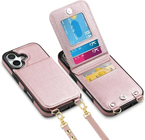 Vista 39 de Vofolen - Funda tipo cartera para iPhone 11 con tarjetero y bloqueo RFID, color negro Crossbody Adjustable Strap Purse Magnetic Clasp Heavy Duty