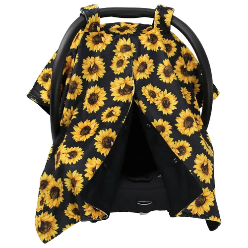 Vista 9 de Dear Baby Gear Toldo floral para asiento de automóvil para bebé con apertura de botón a presión, funda de asiento de automóvil para recién nacidos