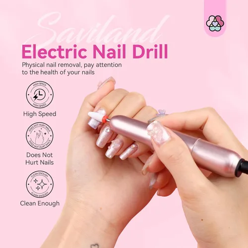 Vista 6 de SAVILAND Taladro Eléctrico para Uñas: Lima Eléctrica para Uñas 2025, Taladro de Uñas Rosa Efile Profesional para Manicura con 6 Piezas de Puntas