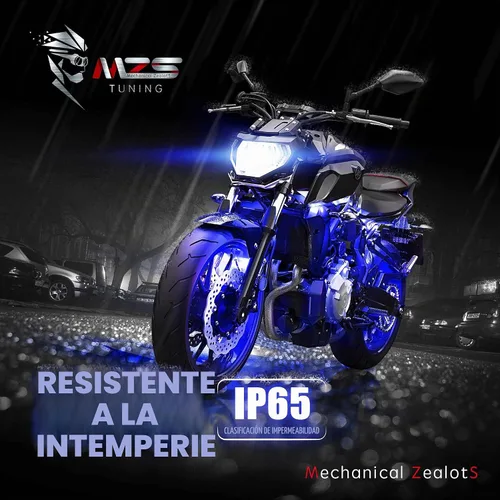 Vista 3 de MZS - Juego de 8 piezas de luces LED para motocicleta, tiras de neón RGB multicolor, kit de iluminación inferior LED compatible con ATV, UTV