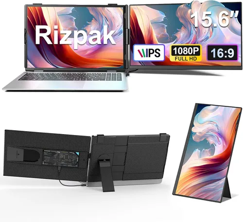 Vista 9 de Extensor de pantalla para portátil de 16", monitor portátil IPS Negro