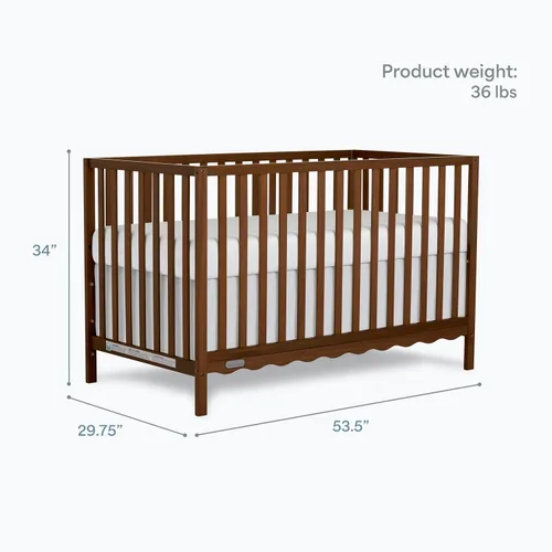 Vista 3 de Dream On Me Synergy Wave 5-in-1 Convertible Full Size Baby Crib, Walnut