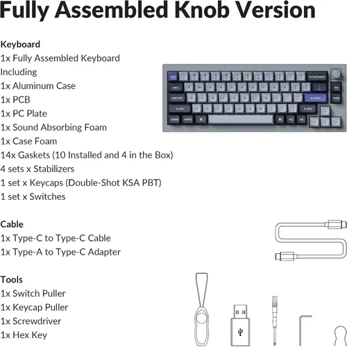 Vista 9 de Keychron Q2 Pro QMKVIA Teclado mecánico inalámbrico personalizado, perilla programable de metal completo, interruptores rojos K Pro intercambiables