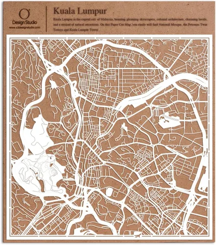 Vista 32 de O3 Design Studio Aberdeen - Mapa de papel cortado en papel blanco de 12 x 12 pulgadas
