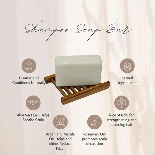 Vista 2 de Seoul Naturals Barra de champú de arroz con romero y aloe, champú sólido natural para el crecimiento del cabello y el cuidado del cuero cabelludo