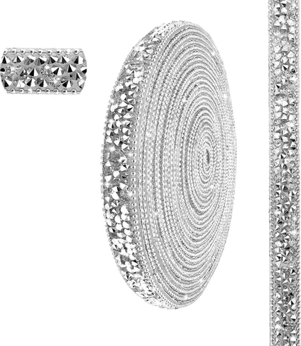 Vista 12 de Cinta de Diamantes de Imitación de Resina AB Autoadhesiva de 6 Yardas, Tiras de Cristal, Cinta Brillante de Diamantes de Imitación de Resina