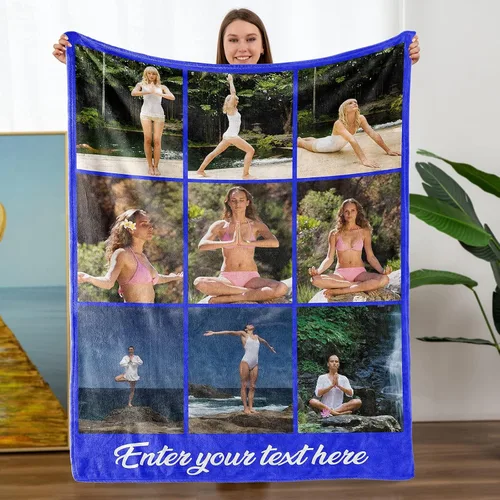 Vista 28 de Mantas personalizadas con fotos, manta personalizada con nombre de imagen para esposa, marido, novio, novia, aniversario, Navidad, cumpleaños, 1 Foto