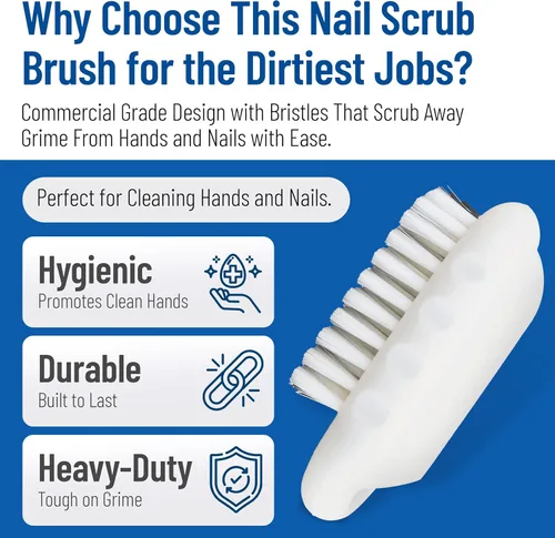 Vista 3 de Cepillo exfoliante para uñas SPARTA de grado comercial, cepillo resistente para manos y uñas con cerdas rígidas para jardineros, mecánicos y Blanco
