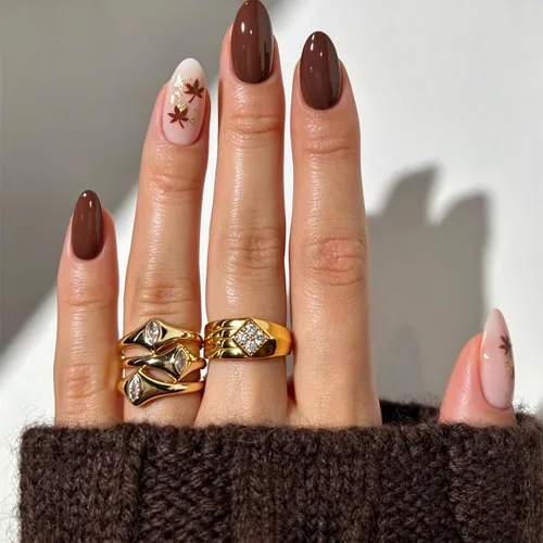 Vista 14 de Uñas postizas medianas a presión, color marrón, 24 unidades Color-3Color-3)