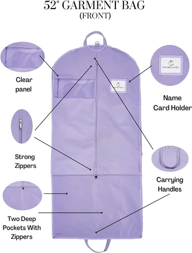 Vista 5 de Bolsa de ropa colgante impermeable con bolsa de accesorios bolsa de ropa de lujo de 52 pulgadas con refuerzo 4 bolsillos y cremallera lateral