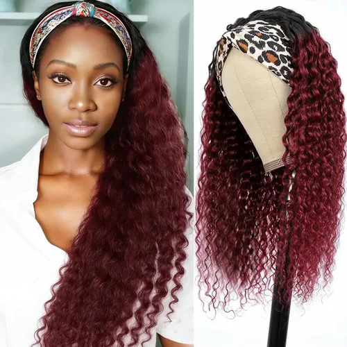 Vista 11 de XSY: Peluca de diadema de cabello humano de onda profunda sin pegamento, sin encaje frontal, peluca de diadema rizada, lista para usar y llevar