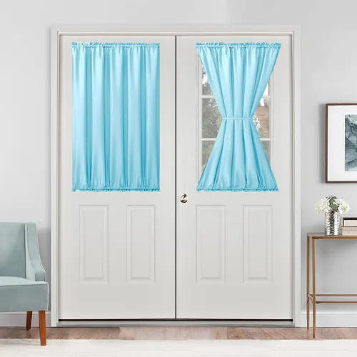 Vista 45 de Cortinas para puerta francesa, color aguamarina, 24 pulgadas de ancho x 40 pulgadas de largo, 1 panel Bolsillo para barra, semitransparente