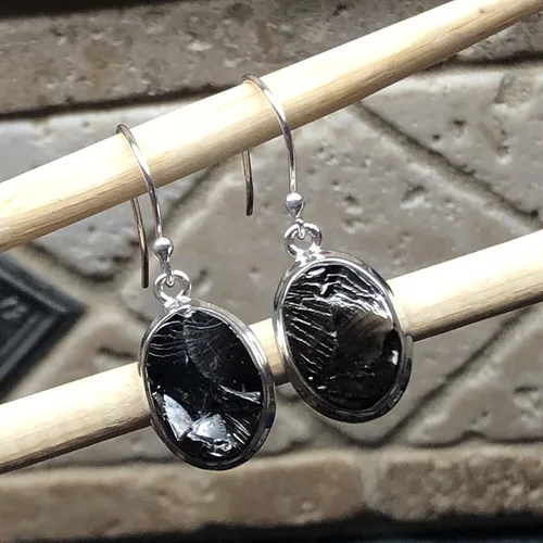 Vista 2 de Pendientes de plata de ley 925 natural Shungite 0.984 in