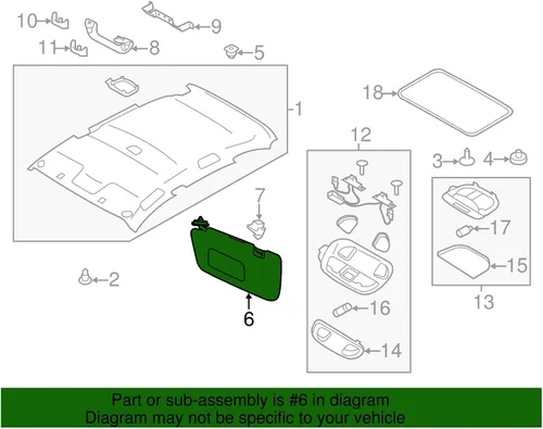 Vista 5 de Subaru 2008-2011 Impreza 2008-2014 WRX STi - Visera solar para pasajeros 92011FG042ME RH OEM original