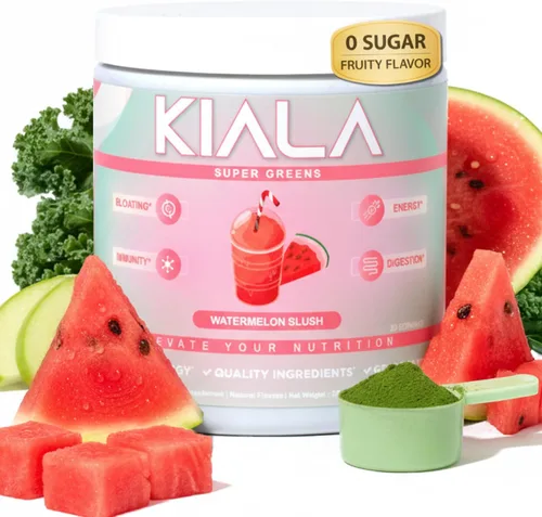 Vista 10 de Kiala Nutrition Super Greens, Polvo de vegetales orgánicos con espirulina y clorella para la digestión, salud intestinal, inmunidad, energía, sin