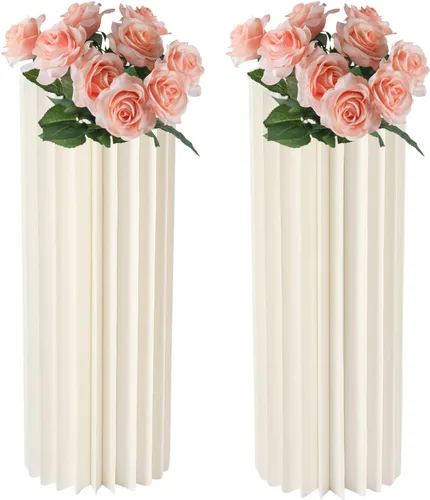 Vista 14 de 10 piezas de centros de mesa de boda jarrones de cartón, H: 7.9 "xDia: 11.8" Plegable Cartón Centro de mesa Exhibición de Jarrón de flores alto 10