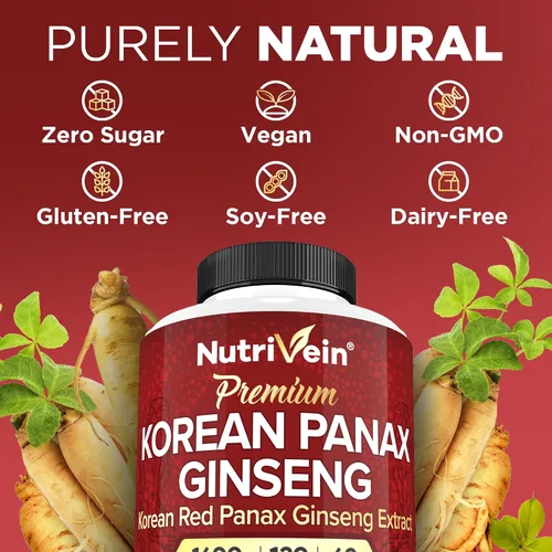 Vista 8 de Nutrivein Suplemento de ginseng coreano premium y paquete de suplemento de resveratrol de alta absorción: cápsulas de resveratrol y ginseng