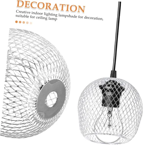 Vista 3 de Pantalla de lámpara de metal, pantalla de lámpara para el hogar, sombra de polvo para pantalla de luz de lámpara, 1 ud