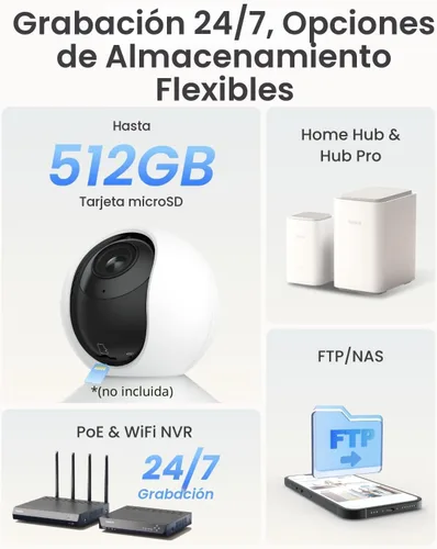 Vista 5 de REOLINK Cámara de seguridad para interiores, cámara WiFi enchufable Super HD de 5MP con PTZ, seguimiento automático, IA humana/mascota, ideal