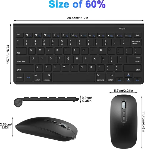 Vista 2 de cimetech Teclado y mouse Bluetooth para Mac, combo de teclado y mouse ultra delgado, teclado y mouse inalámbricos para Mac, MacBook ProAir, Mac