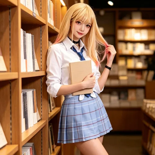 Vista 6 de Disfraz de uniforme escolar japonés para mujer, falda plisada Blanco