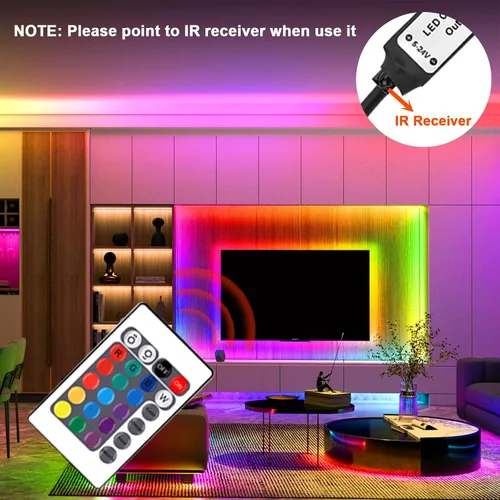 Vista 6 de Kit de tiras de luces LED, tira de luces LED RGB de 2 x 6.56 pies para retroiluminación LED de TV de 40 a 60 pulgadas, tira de luz que cambia