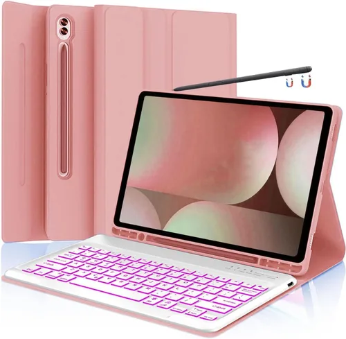 Vista 16 de Funda para teclado para Samsung Galaxy Tab S6 Lite de 10.4" 2024 2022/2020 (SM-P610/P613/P615/P619), Funda para teclado retroiluminada desmontable