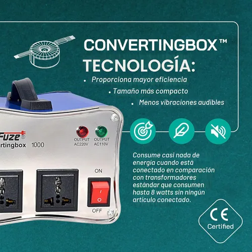 Vista 6 de LiteFuze 1000W Transformador Automático de Voltaje Paso-arriba/Paso-abajo - 110/120v a 220/240v - De Alta Resistencia – Protección de Interruptor