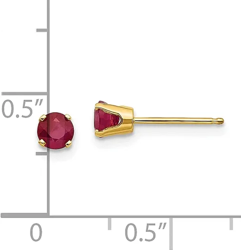Vista 4 de Aretes de oro amarillo de 14 quilates de 0.157in de juliorubí con piedra natal de julio, joyería fina para mujeres, regalos para ella, Cristal Gema