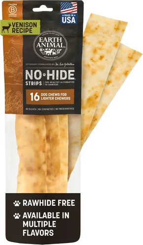 Vista 13 de Earth Animal Tiras sin ocultar - Tiras masticables naturales para perros sin cuero crudo, de ternera - 4 unidades Long Strips Beef Flavored