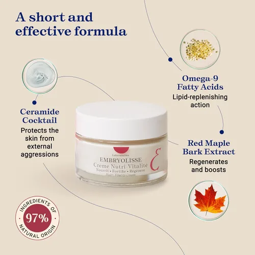 Vista 4 de Embryolisse Nutri-Vitality - Crema facial que desafía la edad, hidratante que soporta el colágeno para pieles maduras y sensibles con extracto