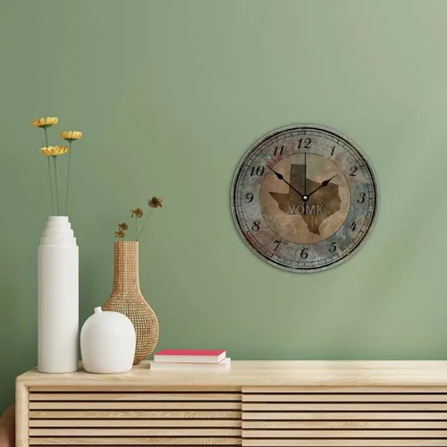 Vista 3 de Home States - Reloj de pared con mapa de Estados Unidos, estilo shabby chic, sin tictac, funciona con pilas, 10 pulgadas, decoración de madera
